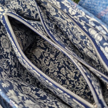 Bucket Bag in Abraham Moon blue Yorkshire window pane check tweed