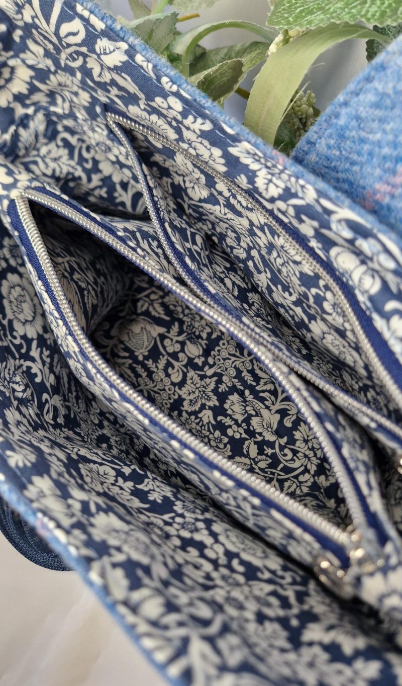 Bucket Bag in Abraham Moon blue Yorkshire window pane check tweed