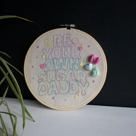 Quirky Embroidery Wall Art | Hand Stitched Doodle Quote | Home Decor