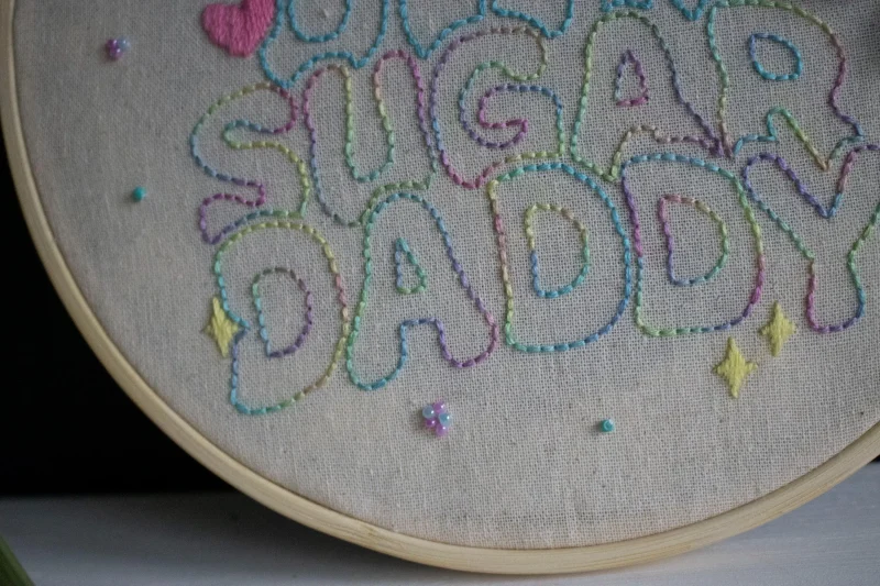 Quirky Embroidery Wall Art | Hand Stitched Doodle Quote | Home Decor