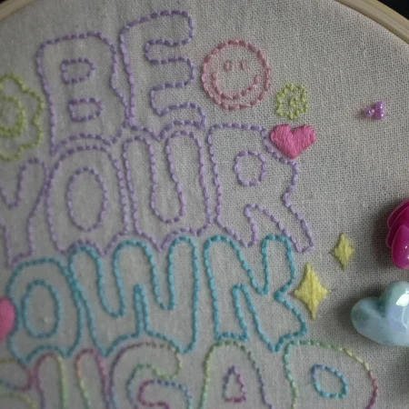Quirky Embroidery Wall Art | Hand Stitched Doodle Quote | Home Decor