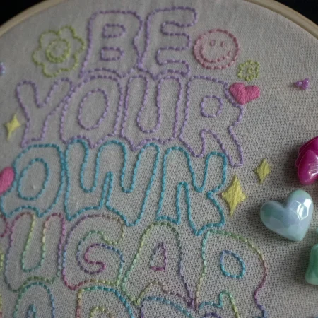 Quirky Embroidery Wall Art | Hand Stitched Doodle Quote | Home Decor