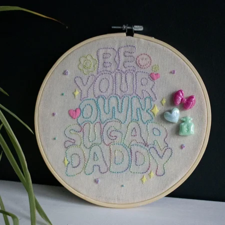 Quirky Embroidery Wall Art | Hand Stitched Doodle Quote | Home Decor