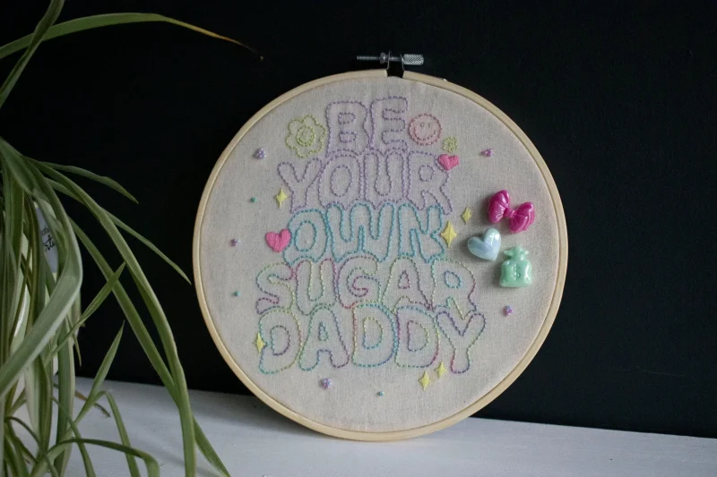 Quirky Embroidery Wall Art | Hand Stitched Doodle Quote | Home Decor