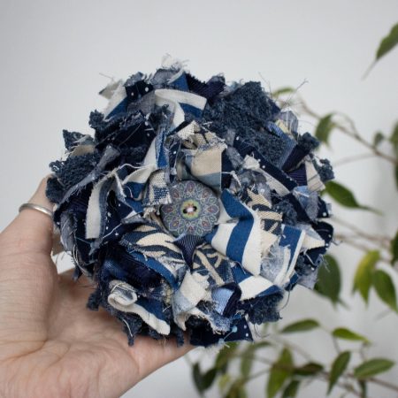 Handmade Navy Blue Fabric Brooch | Bag Charm | Unique Badge