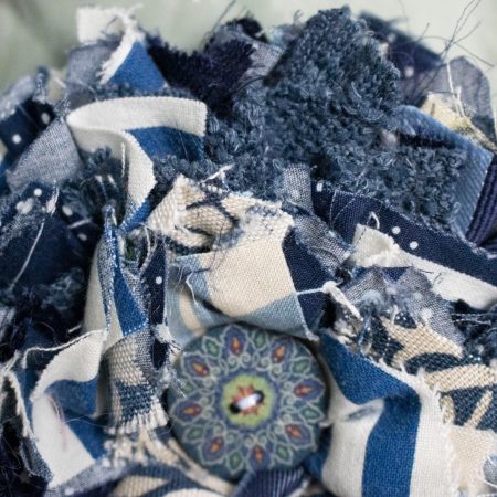 Handmade Navy Blue Fabric Brooch | Bag Charm | Unique Badge