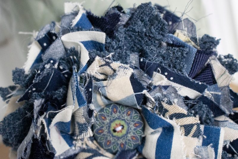 Handmade Navy Blue Fabric Brooch | Bag Charm | Unique Badge