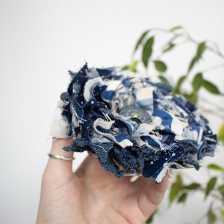 Handmade Navy Blue Fabric Brooch | Bag Charm | Unique Badge