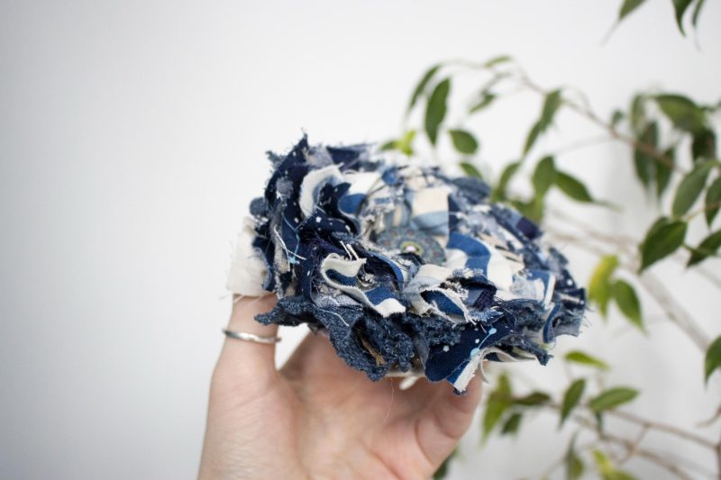 Handmade Navy Blue Fabric Brooch | Bag Charm | Unique Badge