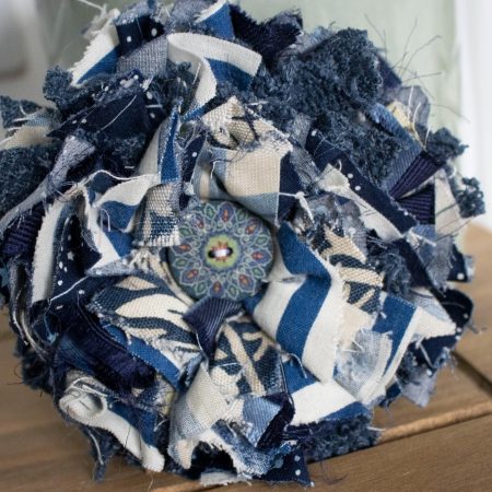 Handmade Navy Blue Fabric Brooch | Bag Charm | Unique Badge