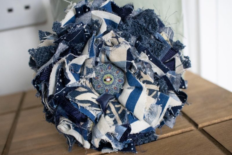 Handmade Navy Blue Fabric Brooch | Bag Charm | Unique Badge