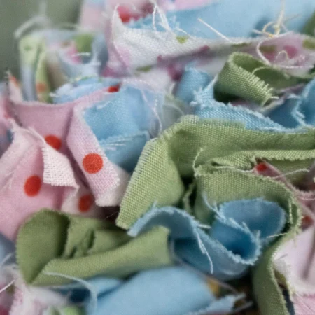 Handmade Blue, Green & Pink Fabric Flower Brooch | Bag Charm | Unique Badge