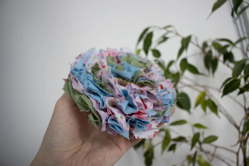 Handmade Blue, Green & Pink Fabric Flower Brooch | Bag Charm | Unique Badge