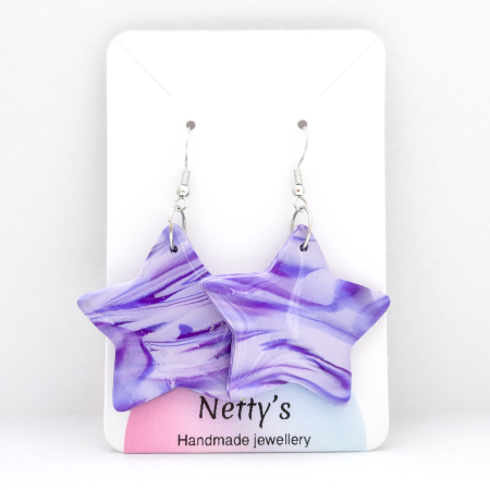 Purple haze star shaped polymer clay earrings