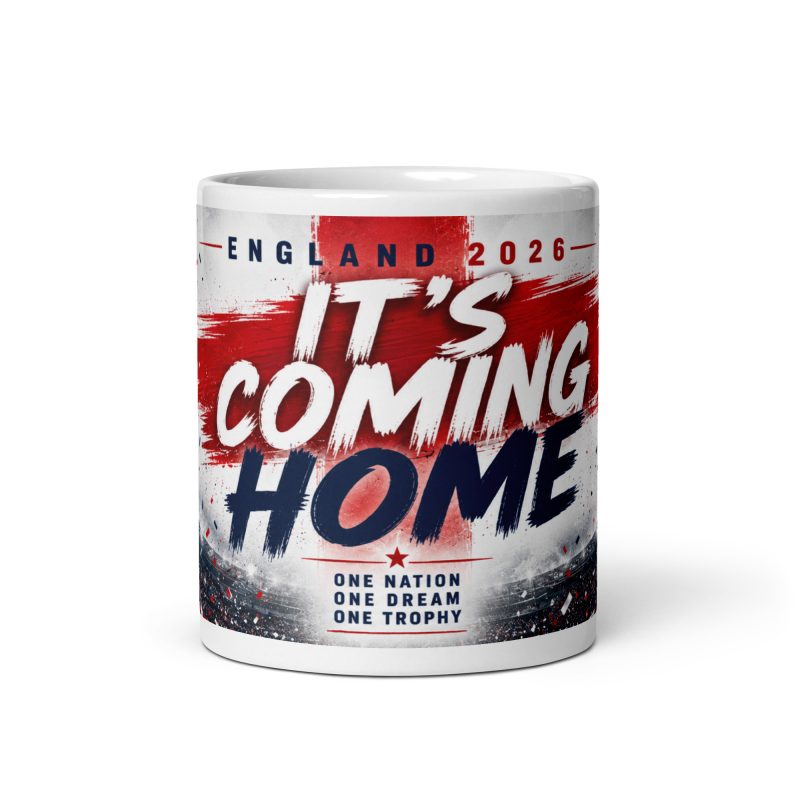 England 2026 Football Mug Ceramic 11oz White Patriotic Supporter Cup