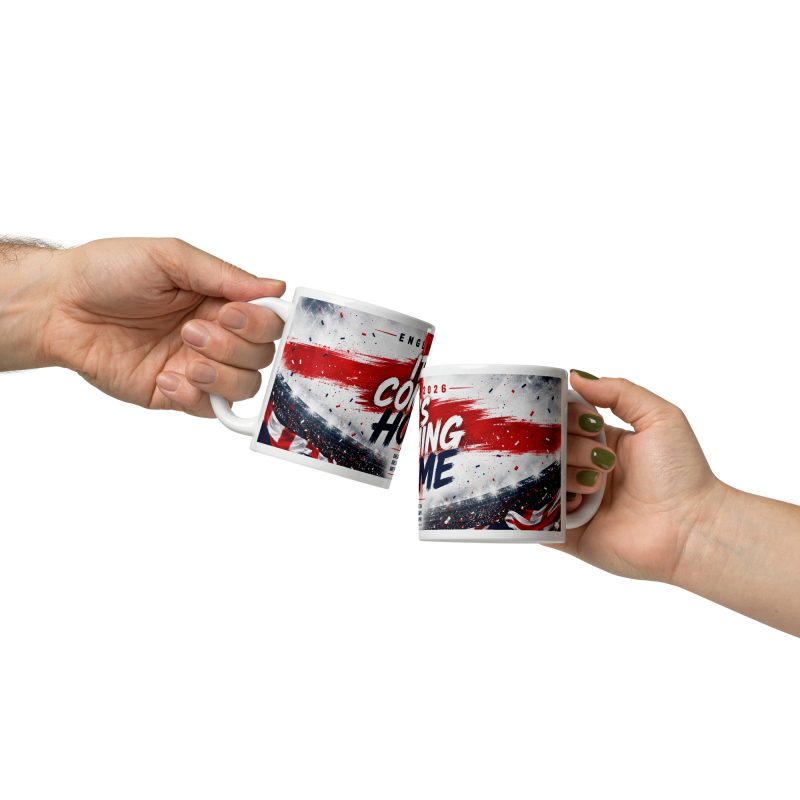England 2026 Football Mug Ceramic 11oz White Patriotic Supporter Cup