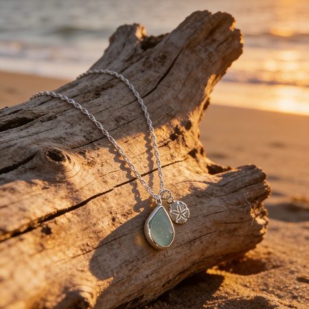 Ocean Drift Sea Glass & Sand Dollar Necklace