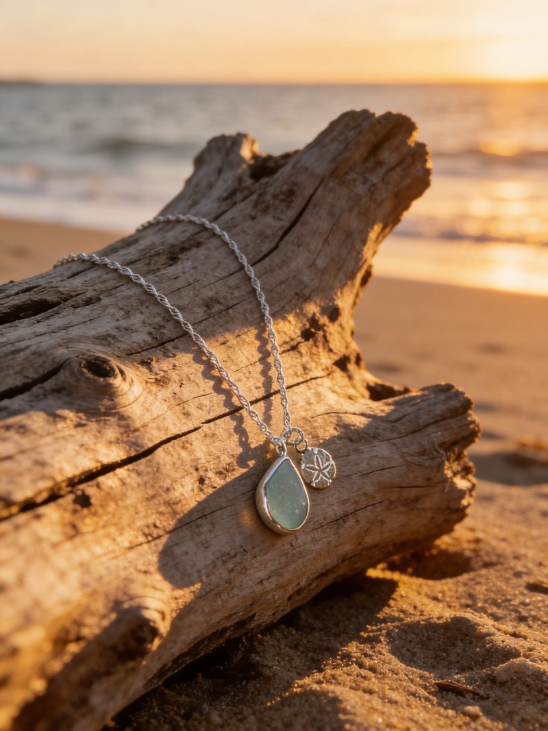 Ocean Drift Sea Glass & Sand Dollar Necklace