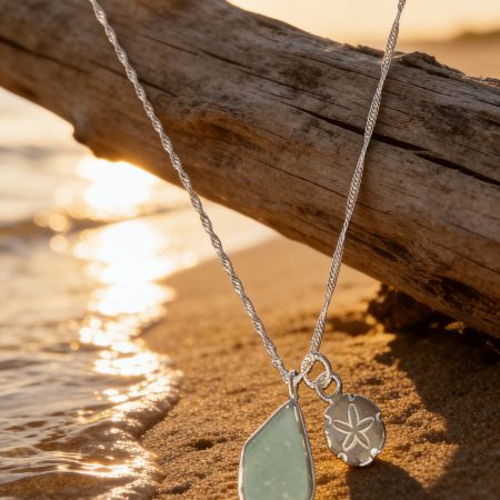 Ocean Drift Sea Glass & Sand Dollar Necklace