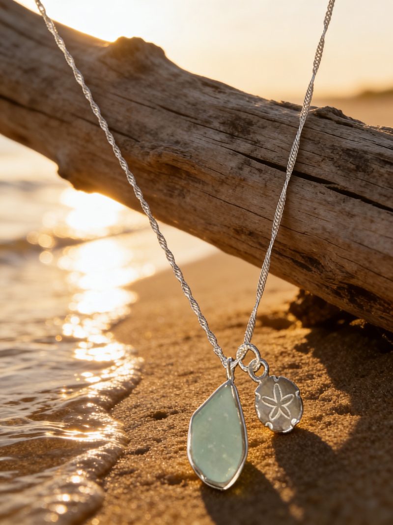Ocean Drift Sea Glass & Sand Dollar Necklace