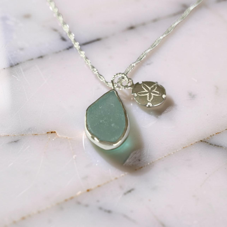 Ocean Drift Sea Glass & Sand Dollar Necklace