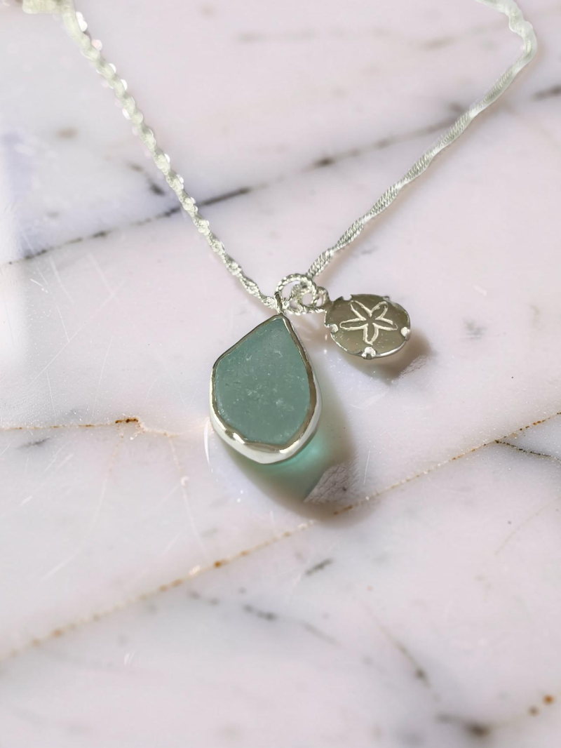 Ocean Drift Sea Glass & Sand Dollar Necklace