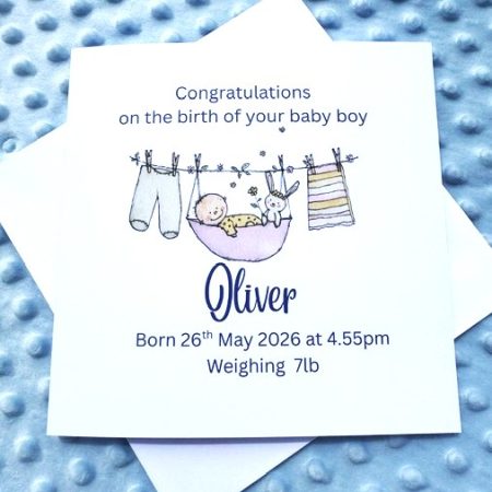 Personalised Baby boy birth card