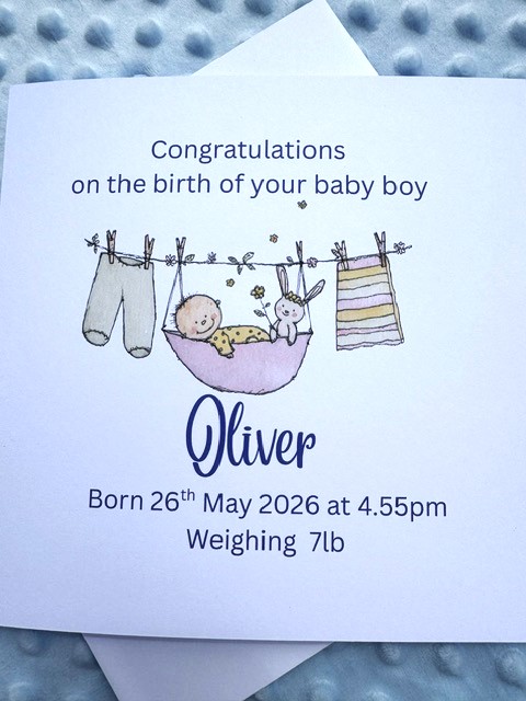 Personalised Baby boy birth card
