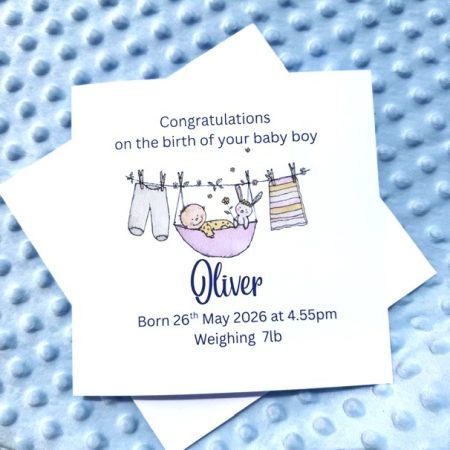 Personalised Baby boy birth card
