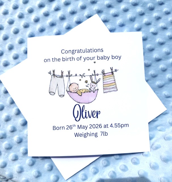 Personalised Baby boy birth card