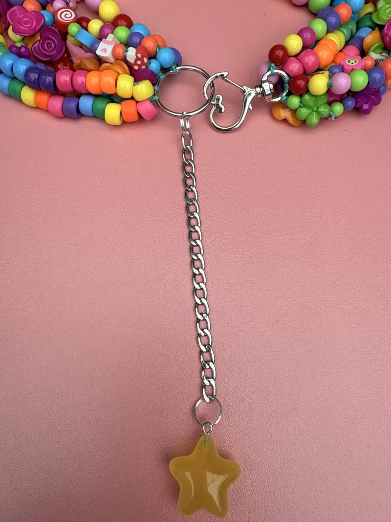 Maximalist rainbow beaded multi layer necklace