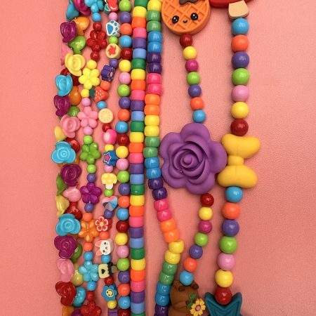 Maximalist rainbow beaded multi layer necklace