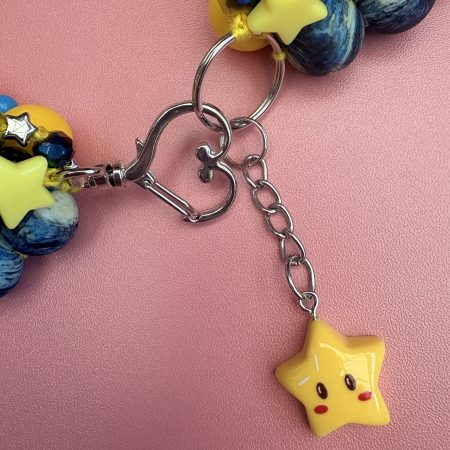 yellow and blue moon,star beaded kawaii necklace