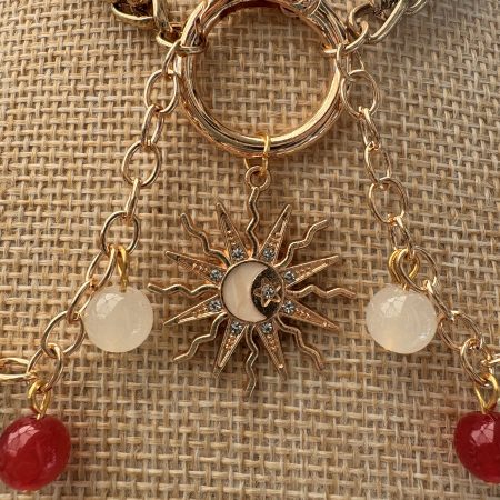 Boho style colourful beaded sun charm choker necklace