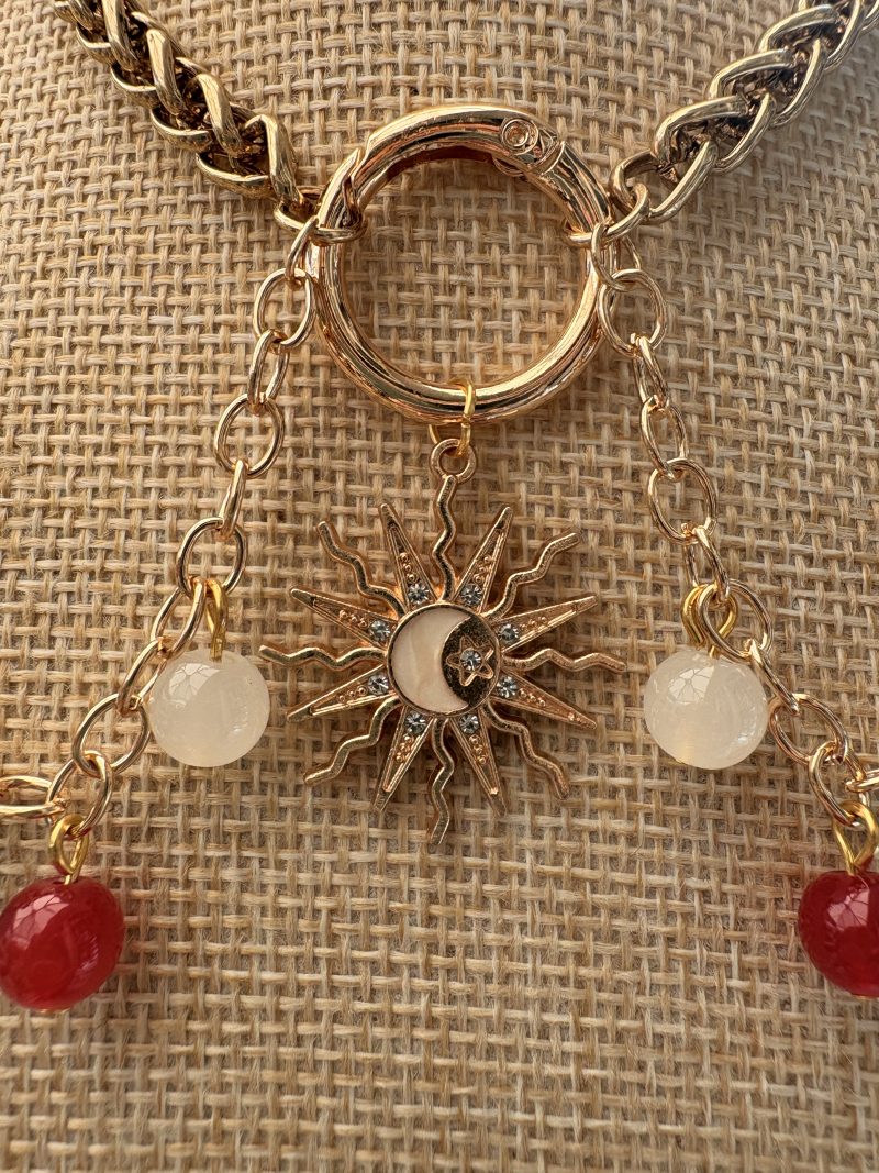 Boho style colourful beaded sun charm choker necklace