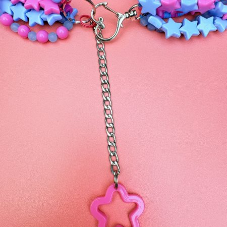 pink and blue star beaded bear detail maximalist kawaii necklace