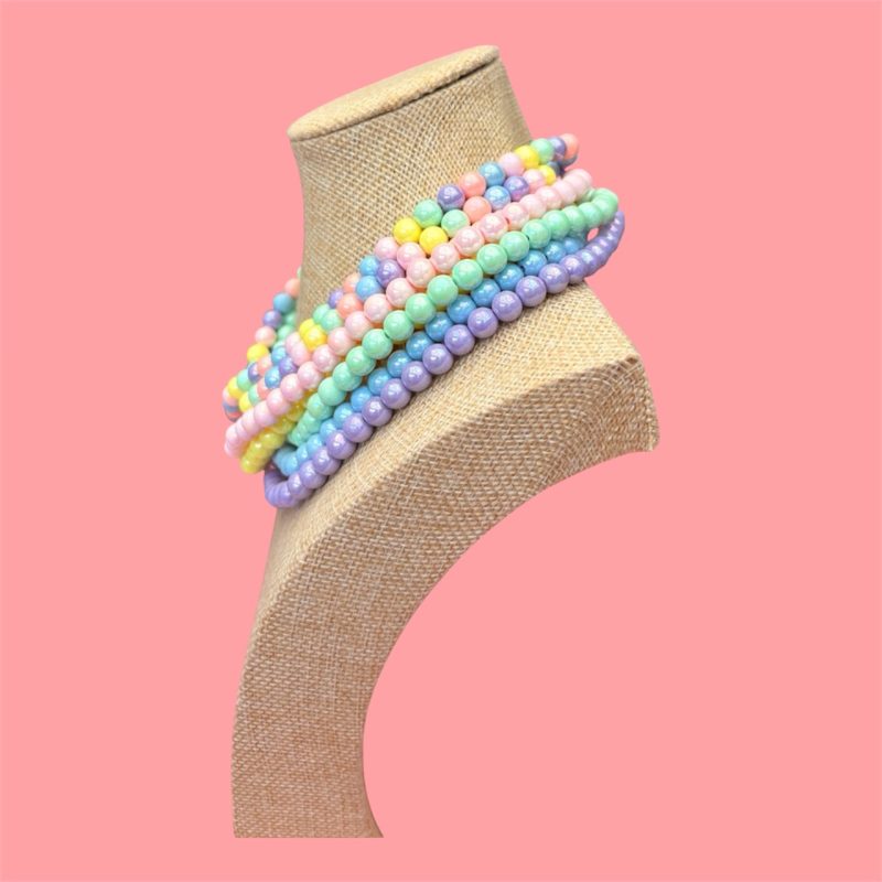 Pastel iridescent beaded multi layer dopamine necklace