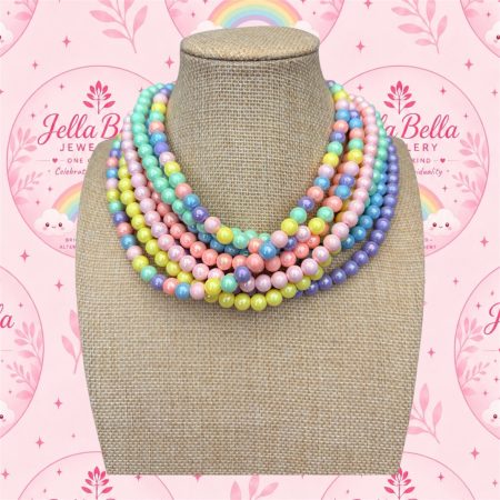 Pastel iridescent beaded multi layer dopamine necklace