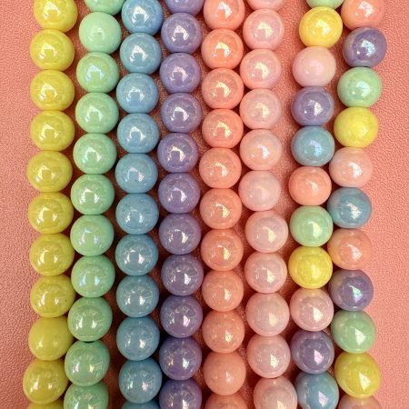 Pastel iridescent beaded multi layer dopamine necklace