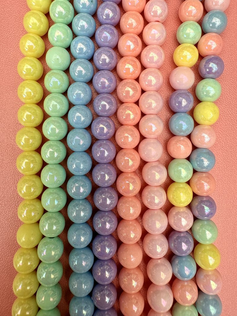 Pastel iridescent beaded multi layer dopamine necklace