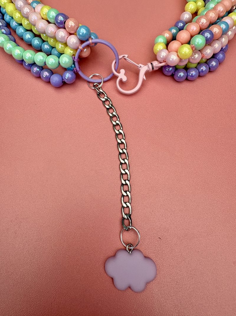 Pastel iridescent beaded multi layer dopamine necklace