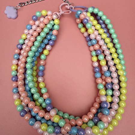 Pastel iridescent beaded multi layer dopamine necklace