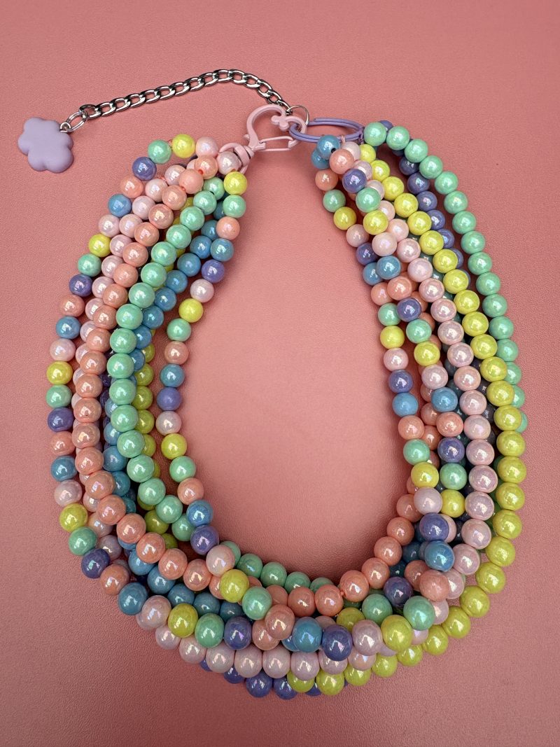 Pastel iridescent beaded multi layer dopamine necklace
