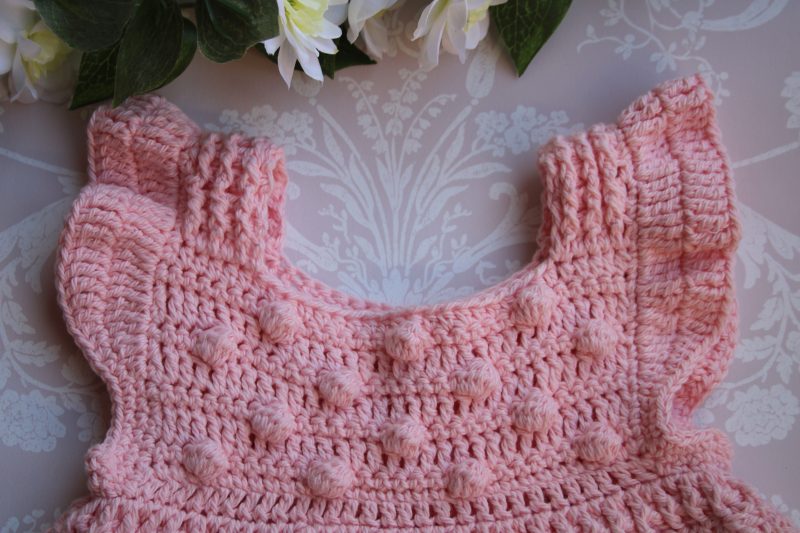 Top View of Crochet Cotton Summer Dress featuring a bobble design