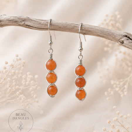 Sunstone Triple Drop Earrings