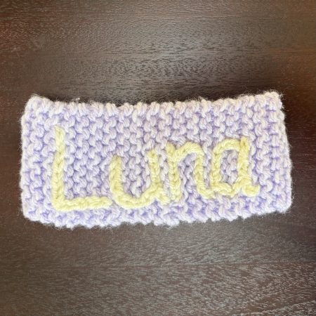Hand Knitted Personalised Baby Headband Ear Warmer 0-9 Months