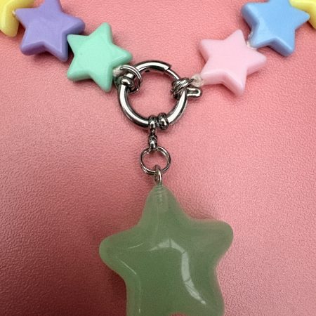 Pastel star beaded front clasp charm necklace