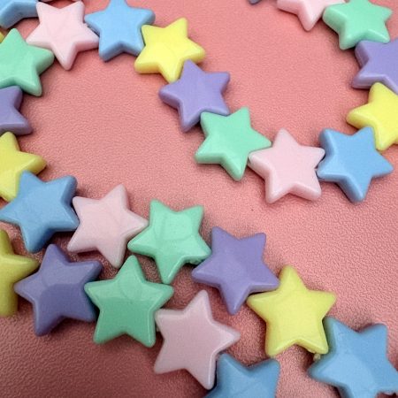Pastel star beaded front clasp charm necklace