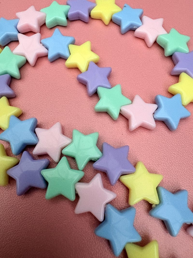 Pastel star beaded front clasp charm necklace