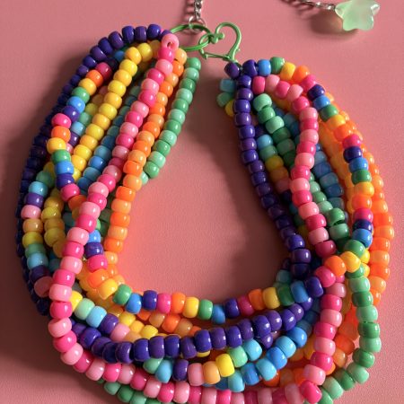 Brightly coloured candy beaded maximalist dopamine necklace